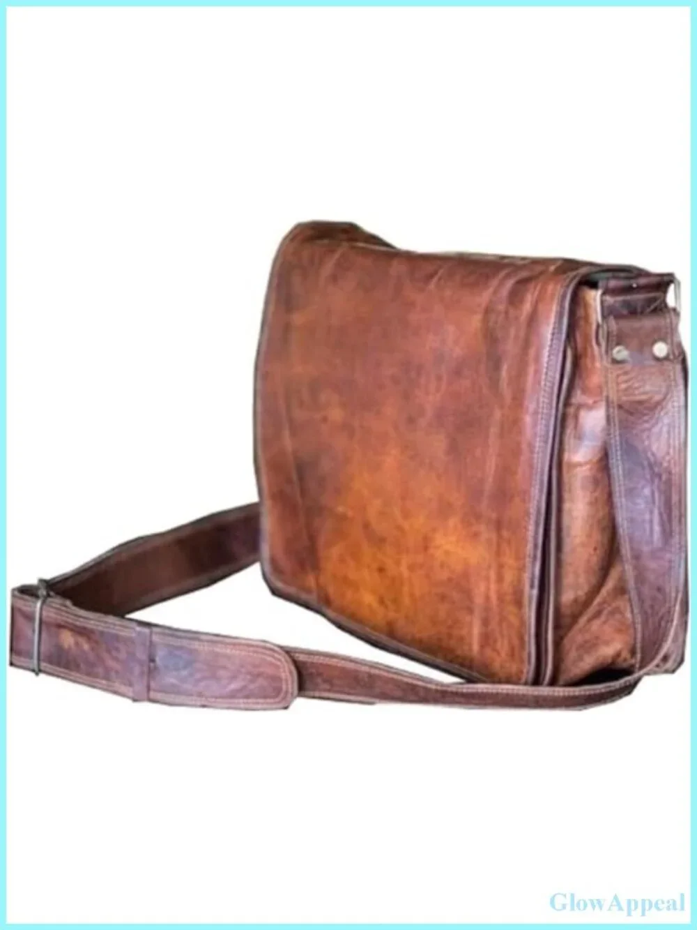 Genuine Goat Leather Messenger Bag Laptop Satchel Padded School Bag